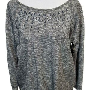 Motherhood Maternity 3/4 Sleeve Lightweight Grey Sweater with Embellishments | L